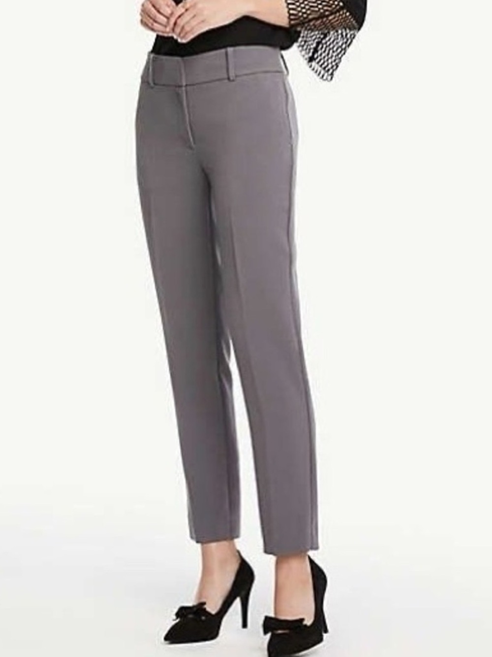 Ann Taylor Slate Gray Tailored Dress Pants Timeless Classic Ankle Stretch